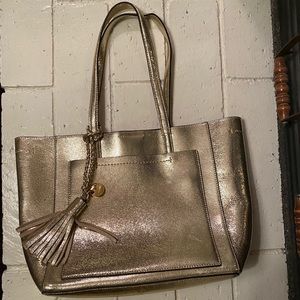 Gold leather Cole Haan tote